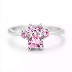 New s925 silver adjustable pink CZ women’s ring